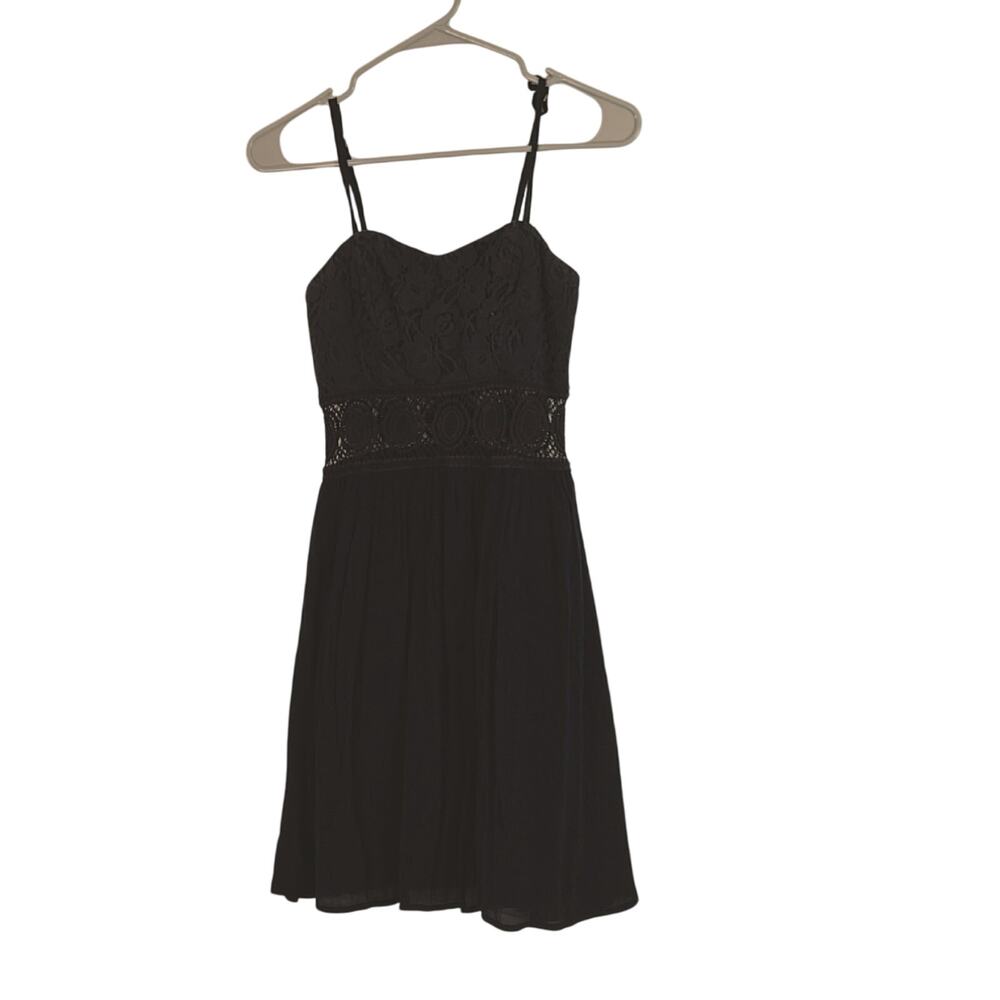 By & By navy blue fit in flare dress with lace halter top size 3